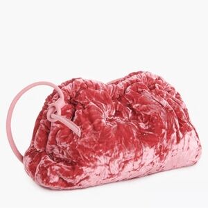 Mansur Gavriel Crushed Velvet Mini Cloud Clutch Bag in Flamingo NWT